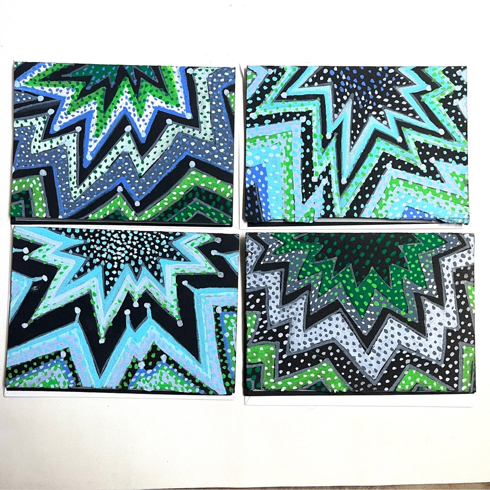 Colorful Patterned Cards-Artist Designed & Painted. Very Special Luxury Cards